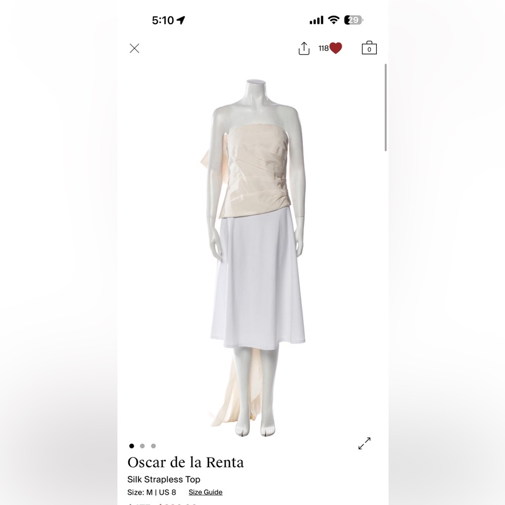 ISO Oscar de la Renta strapless silk top with oversized bow